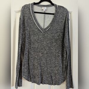 LuLaRoe Vicki Charcoal Long Sleeve V-Neck Top